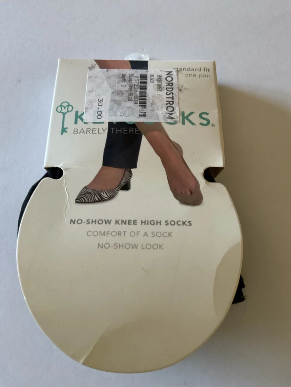 KEYSOCKS BARELY THERE NO SHOW SOCKS BLACK STANDARD FIT OS NWT